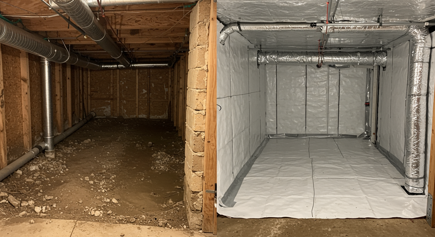 Encapsulated Crawl Space in Tulsa, OK Before and After
