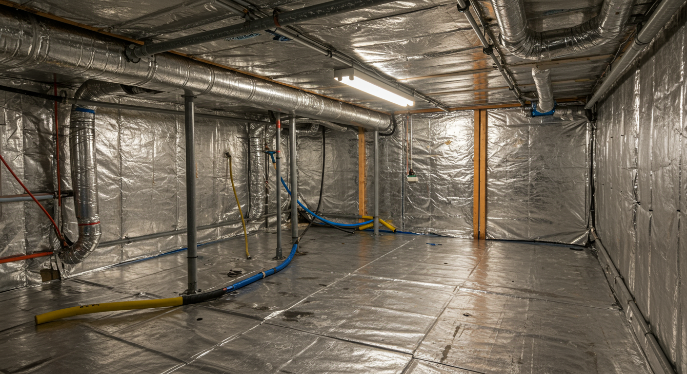Encapsulated crawl space with a clean, bright environment