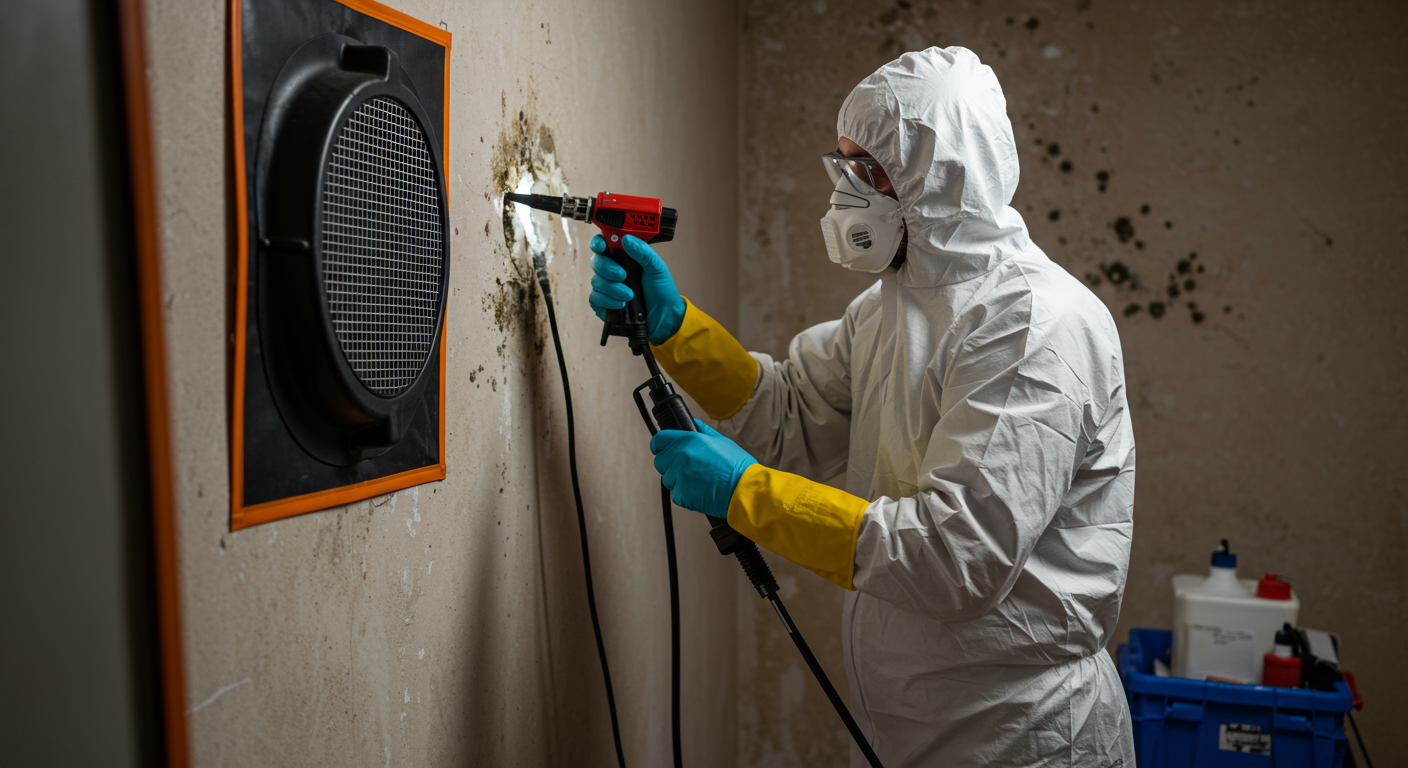 Certified technician removing mold