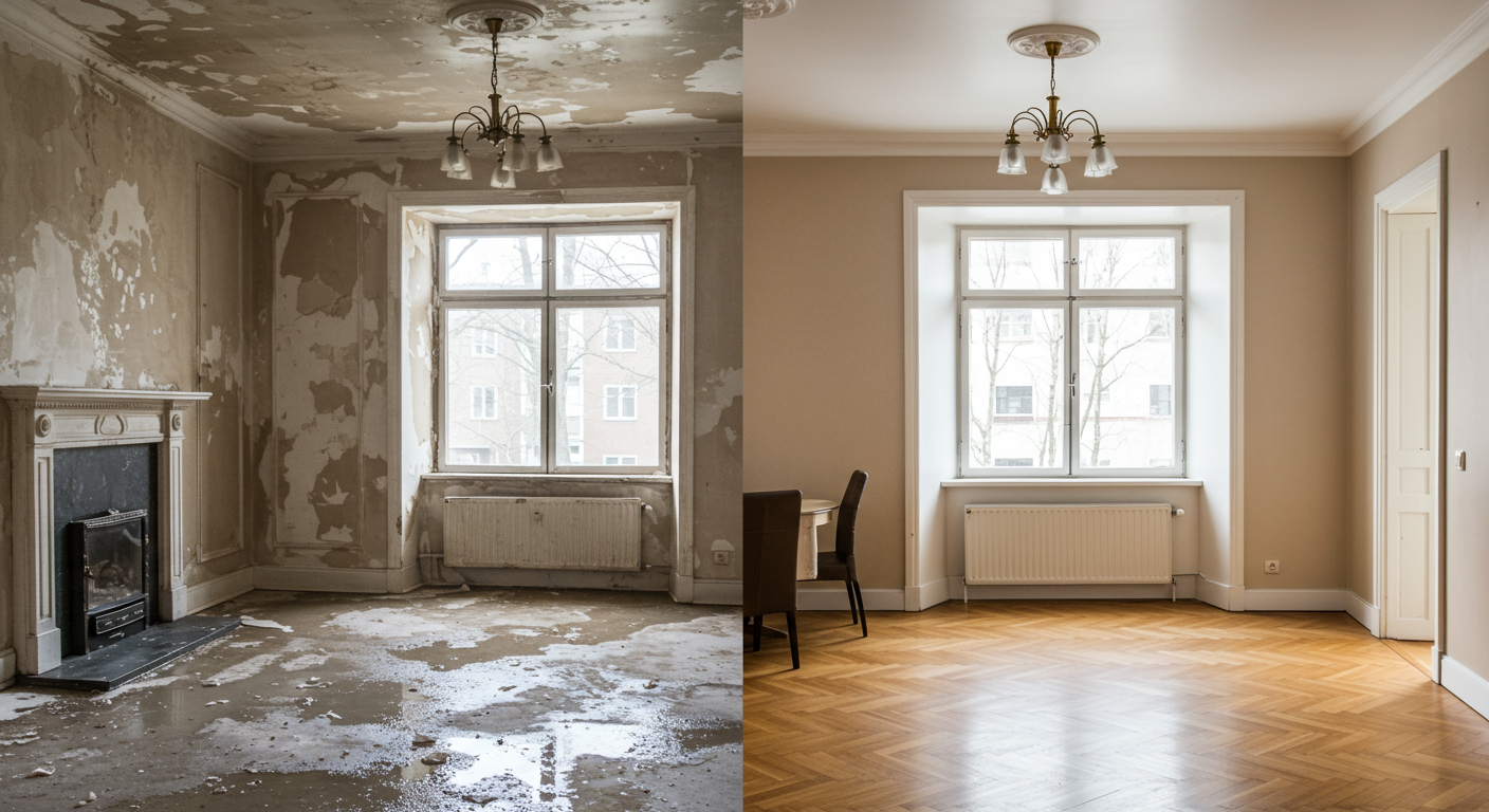 Before and After Water Damage Restoration